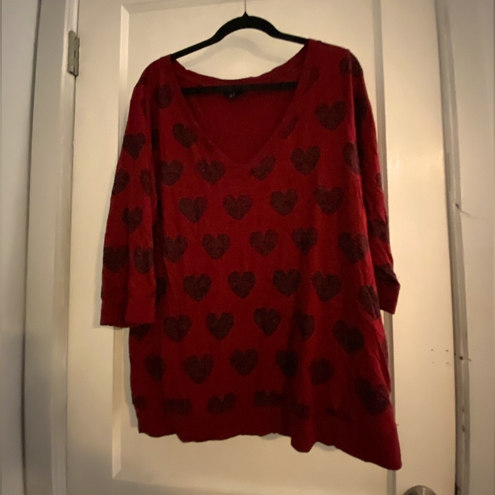 Women's red heart sweater